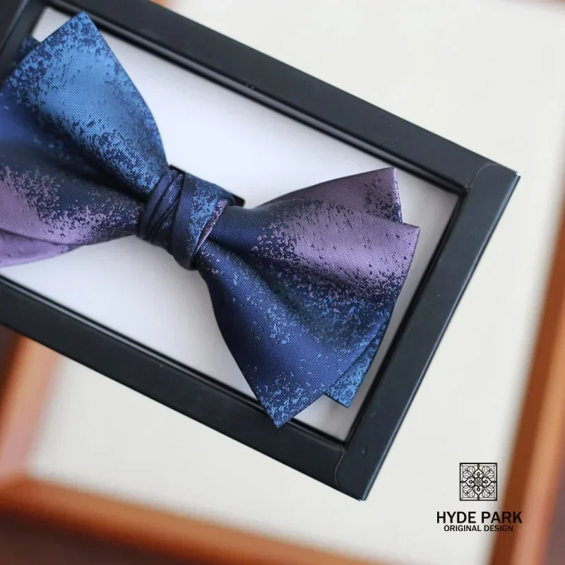 Blue and purple magic color wedding fashion British groom and groomsman gift box wedding men's bow tie