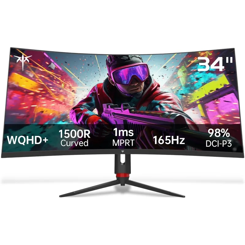 34'' Curved Ultrawide Gaming Monitor, 21:9, 3440x1440p 165Hz 1ms, 1500R Curved Monitor, Freesync G-sync, Picture by Picture