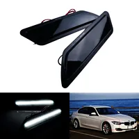 ANGRONG 2x LED Black Smoke Front Bumper Turn Signal Side Marker Light White For BMW 3 Series F30 F31 2013 2015