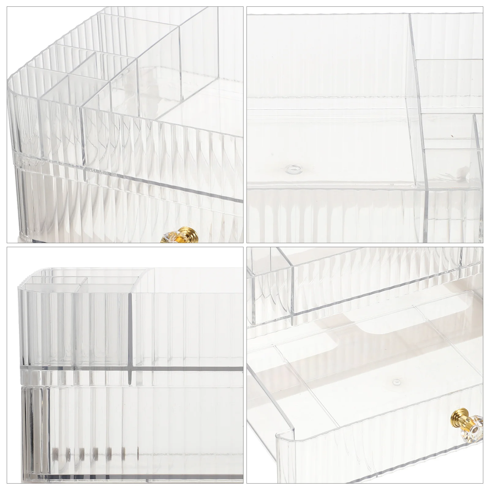 

1pcs Clear Desktop Organizer Box Makeup Brush Storage Case Multi-Grid Large Capacity Cotton Swab Holder Home Supplies