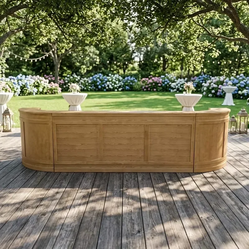Solid Wood Outdoor Bar Table Modern Waterproof Commercial Furniture Durable Easy Clean Event Use High Top Bistro Pub Desk