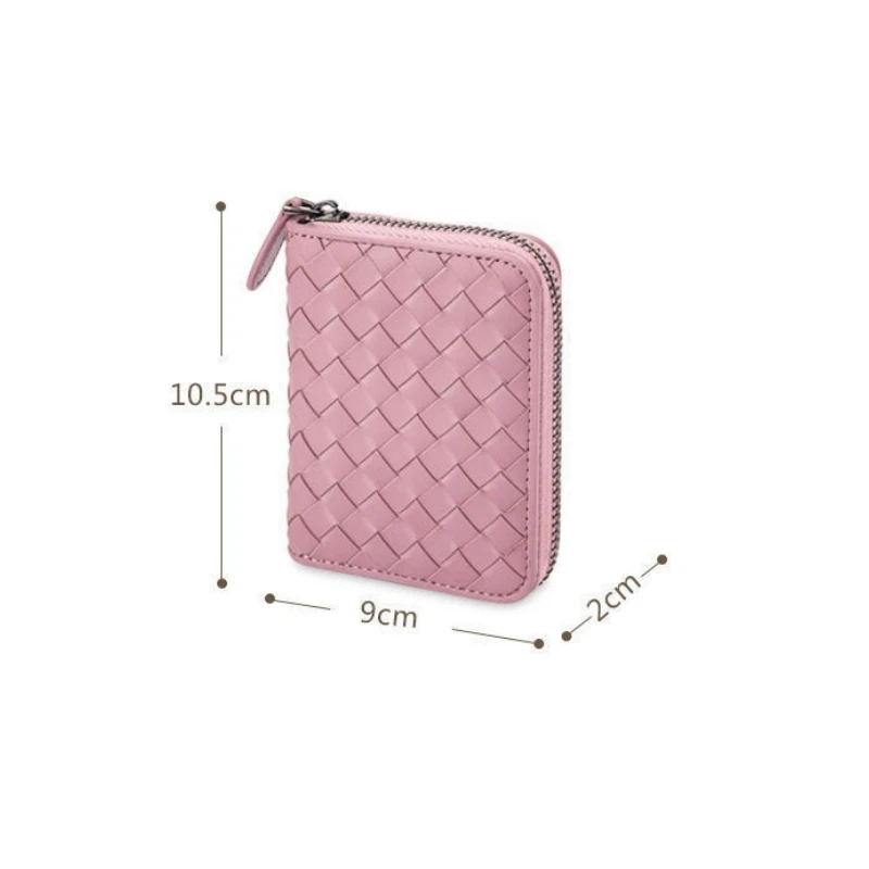 Luxury Card Wallets for Women Cardholder Zipper Knitting Aesthetic Bags PU Leather ID Card Holder Woman Small Coin Purses 2024