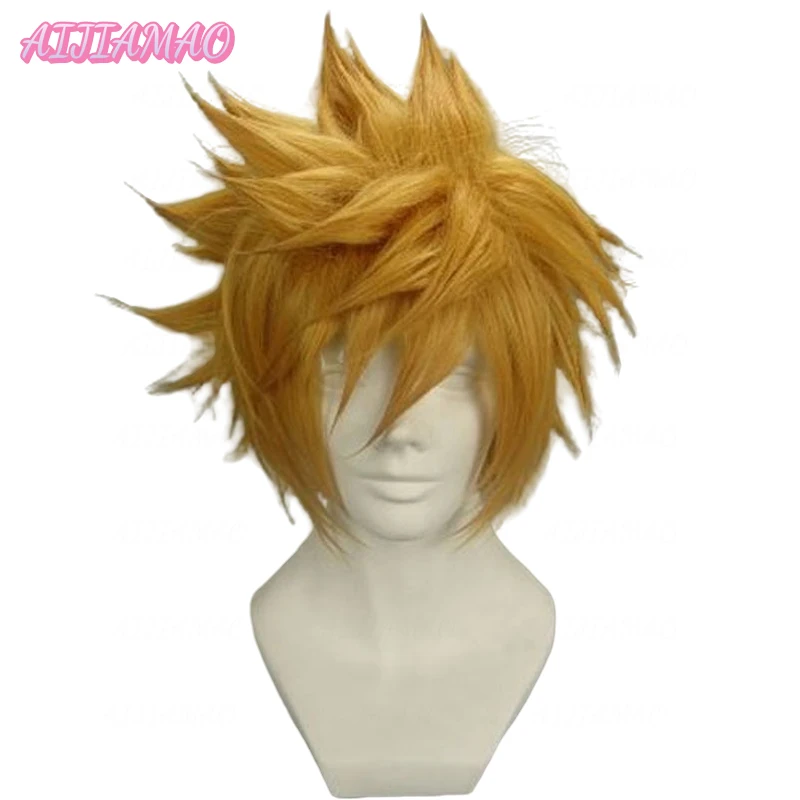 

Kingdom Hearts Roxas Wig Ventus Cosplay Wig 30cm Short Golden Straight Heat Resistant Synthetic Hair Wigs