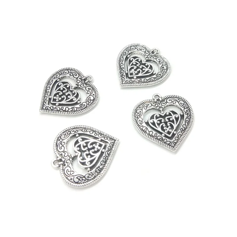 New Fashion 6pieces/bag 29mm Zinc Alloy Hollow Out Two Hearts Charms Pendants DIY Necklaces Bracelets Jewelry Accessories