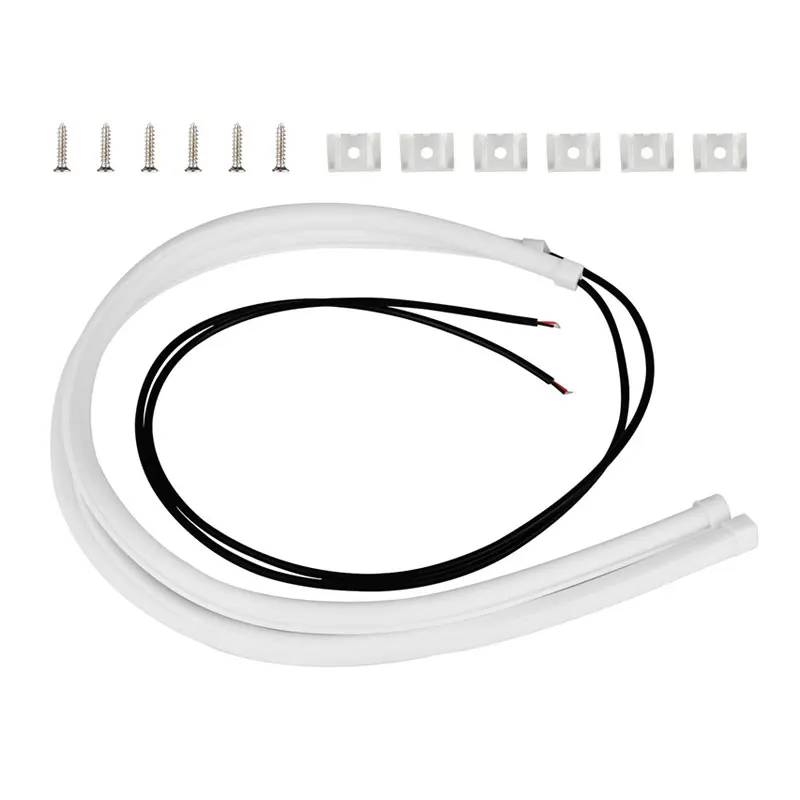 2 uds DRL 60CM tira de luces LED luces de circulación diurna bombillas de señal de giro 12V estilo Flexible faros antiniebla blanco