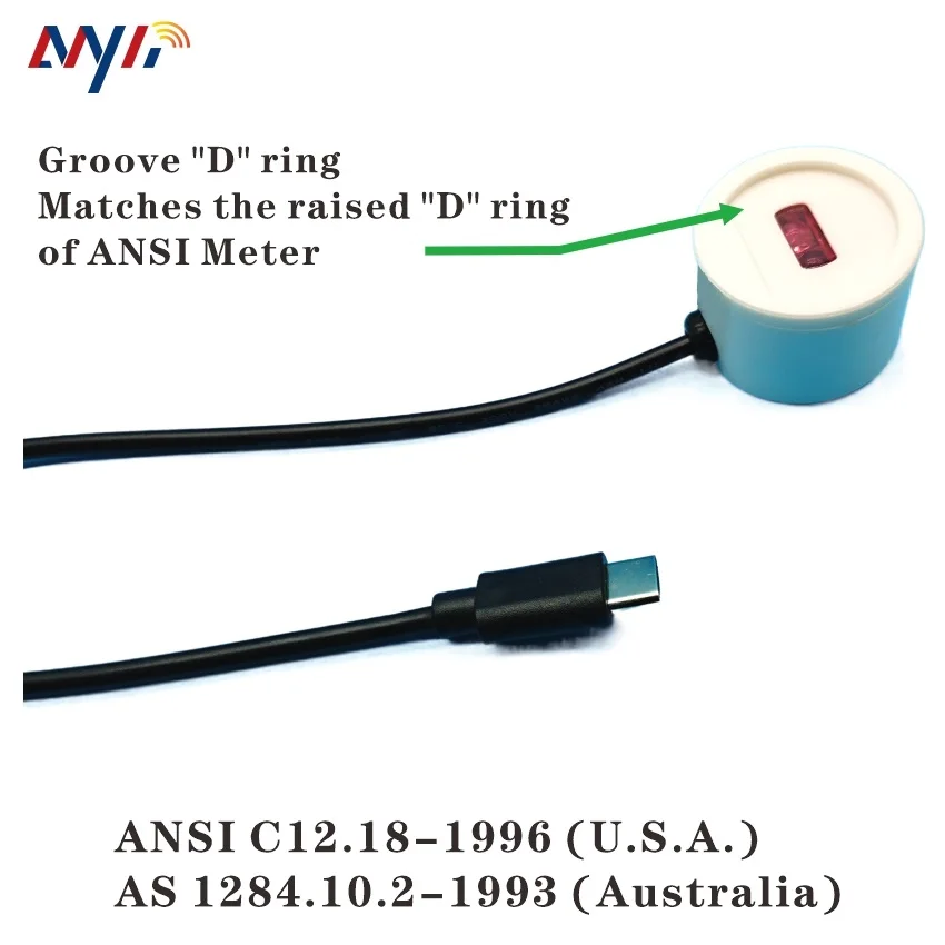 Type C USB ANSI IR Infrared Universal Optical Probe for ANSI C12.18 Type 2 Standard Meters Data Reading