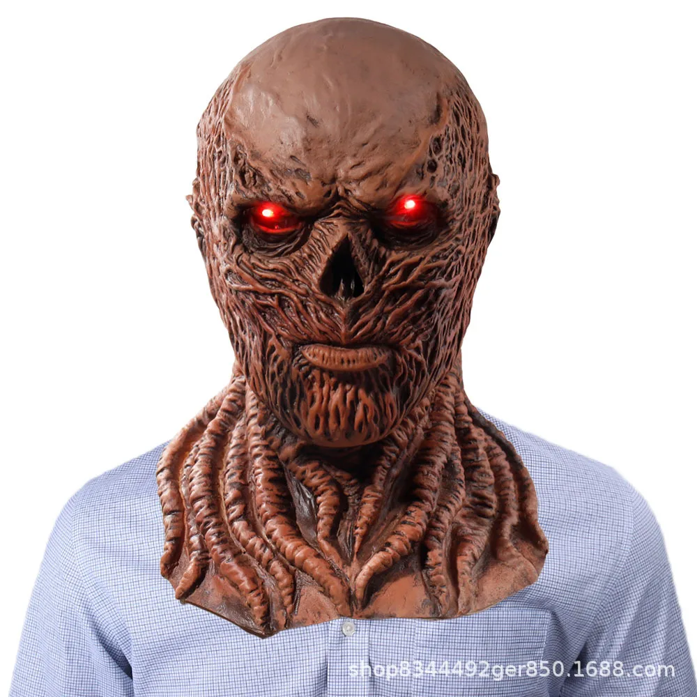 Vecna Cosplay Mask Adult Horror Latex Full Head Helmet with LED Red Eyes Halloween Party Scary Costume