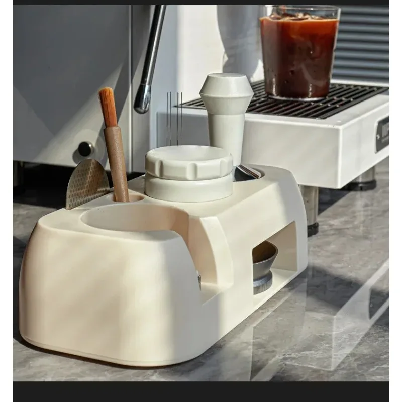 51/54/58mm Coffee Tamping Station - Multi-Function ABS Espresso Stand with Drawer, Universal Storage Rack for Barista Tools