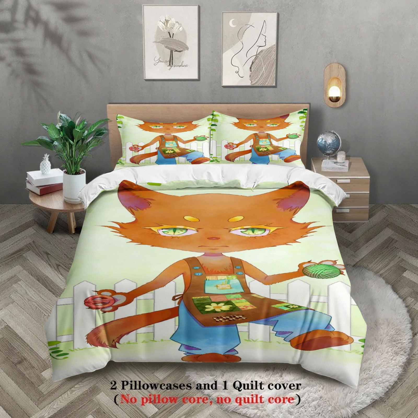 

Softville Cozy Town Cute Fern the Quilt Fox Bedding Set With Duvet Cover & Pillowcase For Children's Bedroom Decor