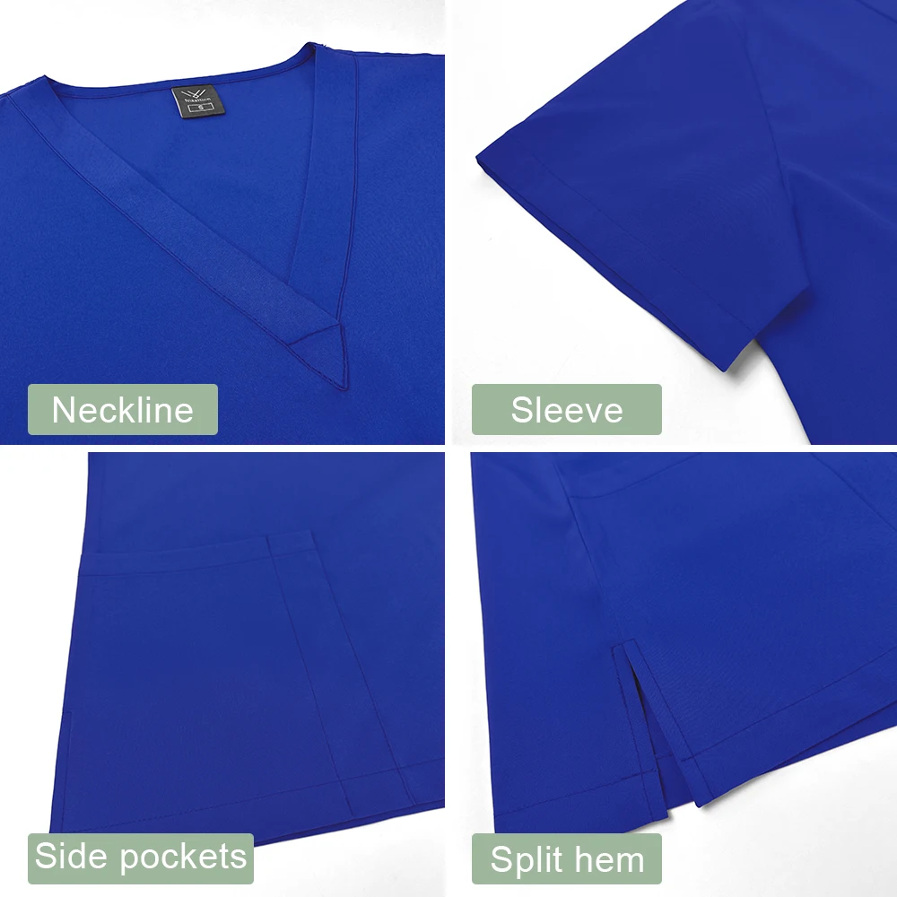 Uniformes médicos elásticos para mujer, conjuntos de batas quirúrgicas de Hospital, Tops de manga corta, pantalones, accesorios de enfermería, ropa para médicos