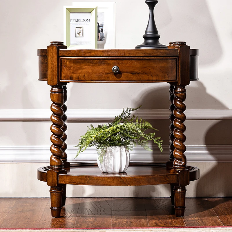 

Rustic American Solid Wood Side Table - Minimalist Living Room End Table, Coffee Table & Small Round Table