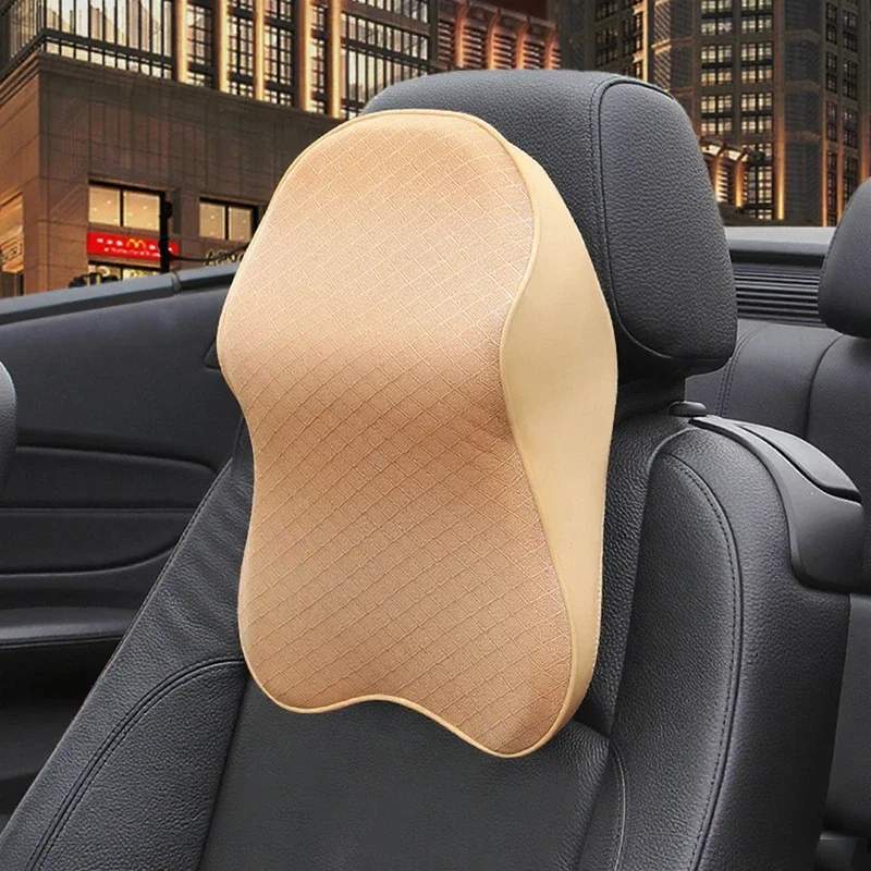 Car Seat Headrest Pad 3D Memory Foam Pillow Head Neck Fabric Cushion Foam Memory Breathable Support Mesh