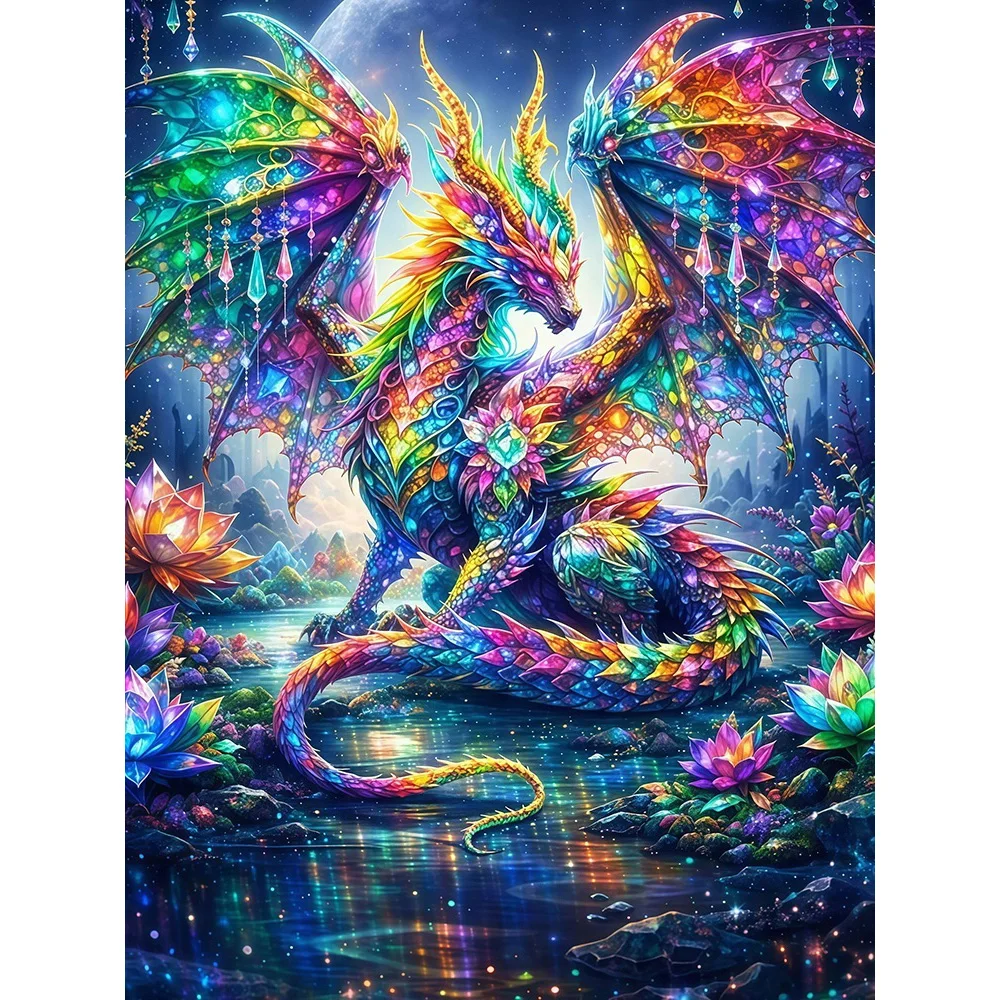 EverShine 5D-Diamantgemälde, Drache, DIY, vollständige Stickerei, Tiermosaik, buntes Edelsteinbild aus Strass, handgefertigtes Geschenk