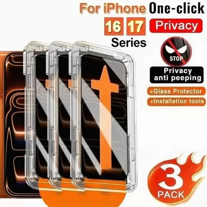 

3 шт. Защитная пленка для экрана для iPhone 17 Pro Max 13 11 12 16 Pro Max Air 14 15 16 Plus XS X XR 7 8 SE Антишпионское закаленное стекло