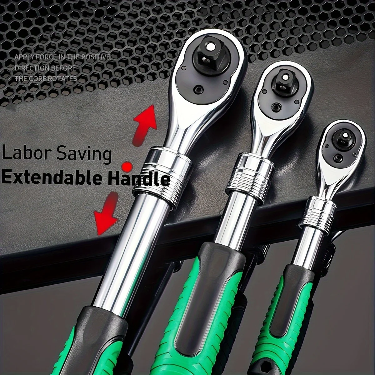 Car Motorcycle Extendable Ratchet Wrench Set, 1/4\