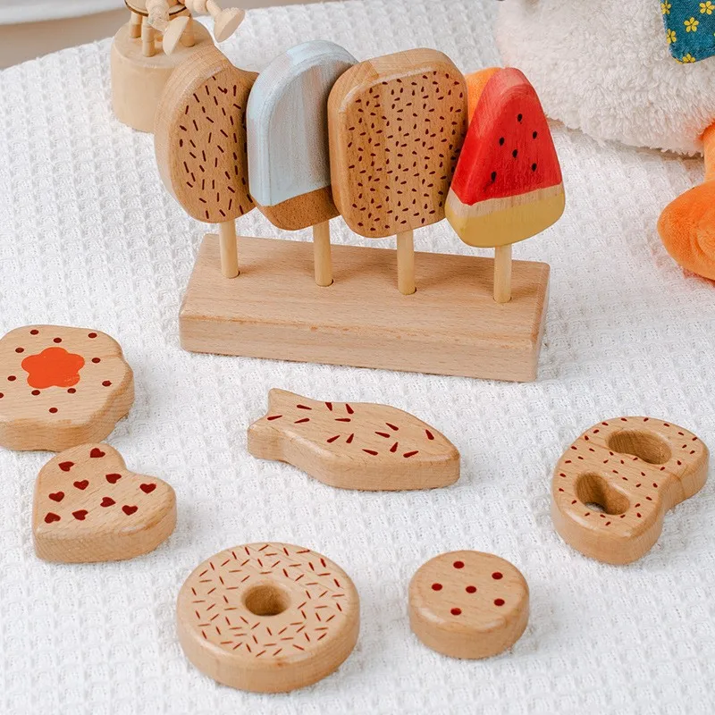 

Maria Montessori Wooden simulation ice cream donut ice cream popsicle cooking Exquisite set