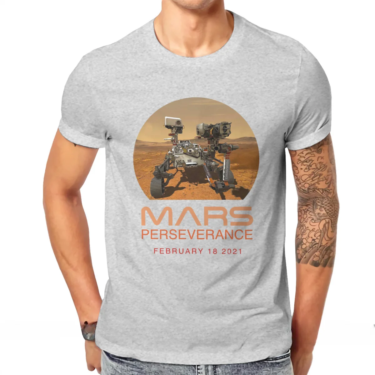 Mars 2020 Space Explorers Perseverance 2021 Classic T Shirt Vintage Goth Summer Loose Cotton Men's Tops Harajuku O-Neck TShirt