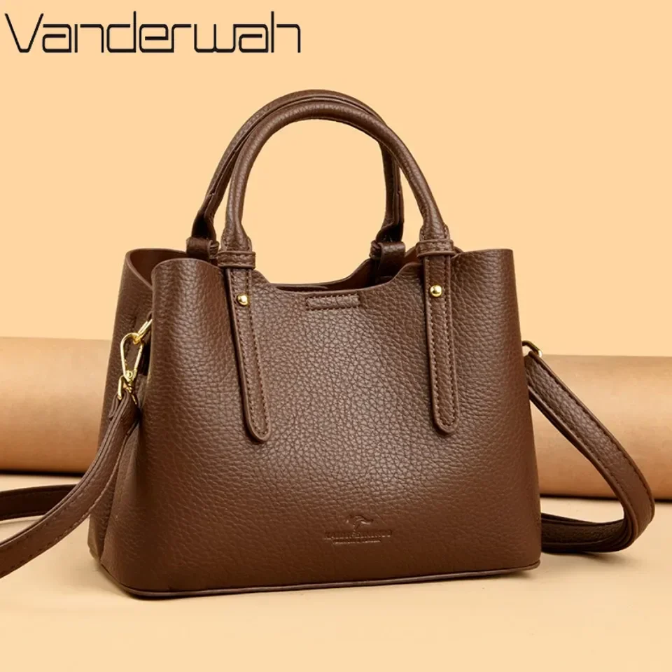 

High Quality Leather Women's Handbag Ladies Shoulder Crossbody Bag Casual Top-Handle Bags Female Purse Messenger Commuter Sac