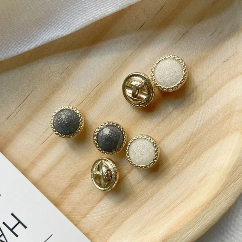 10pcs Fashionable Buttons 11.5mm Luxurious Golden Powder Metal Shank Buttons Blouse Sweater Decorative Buttons