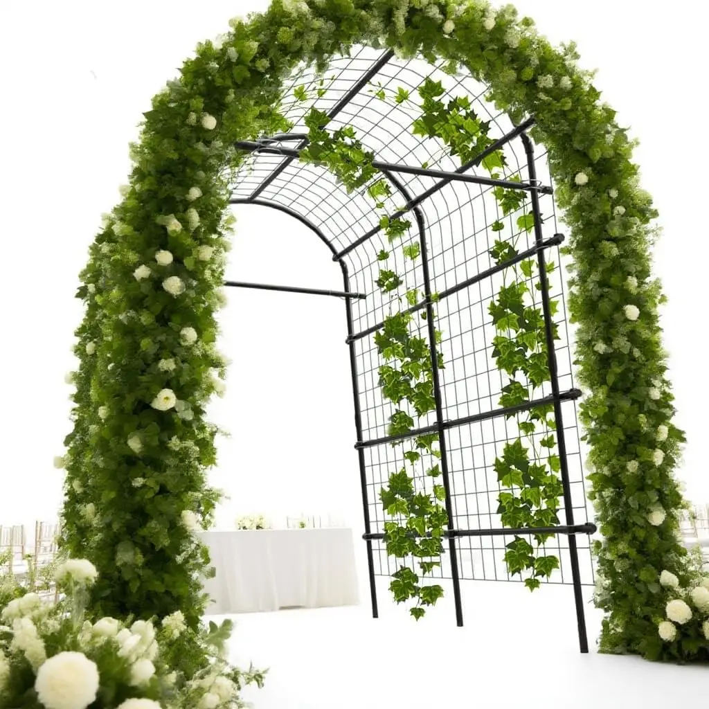 Garden Arch Trellis, 7FT Extra Tall Polyethylene-Coated Stainless Steel Garden Trellis for Climbing Plants, Vegetables, Flowers