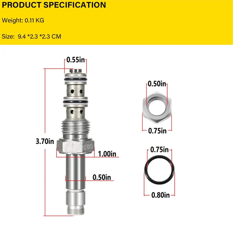 

﻿ Запасная часть для золотникового клапана SV08-30-0-N-000, 3-ходовой, 4 галлона в минуту, совместим с полостью VC08-3 для электромагнитов размером 08 (1/2 дюйма)