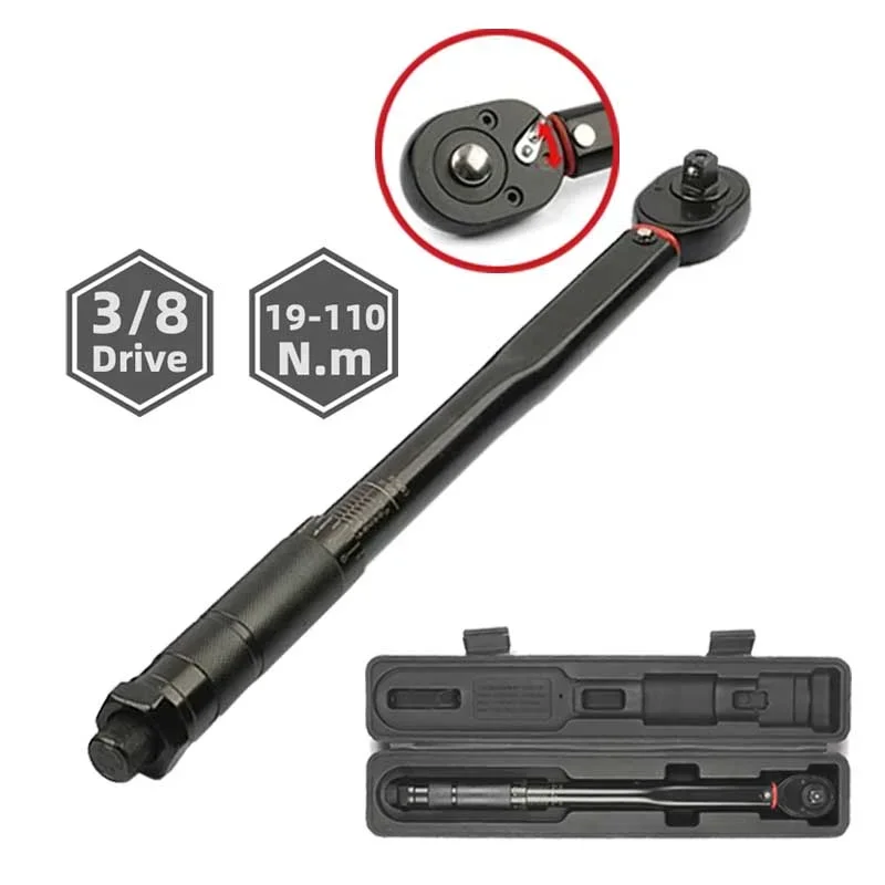 

BIESUO 19-110N.m Torque Wrench 3/8'' Square Drive Preset Bicycle Torques Key Two-way Ratchet Car Bike Automotive Hand Tools