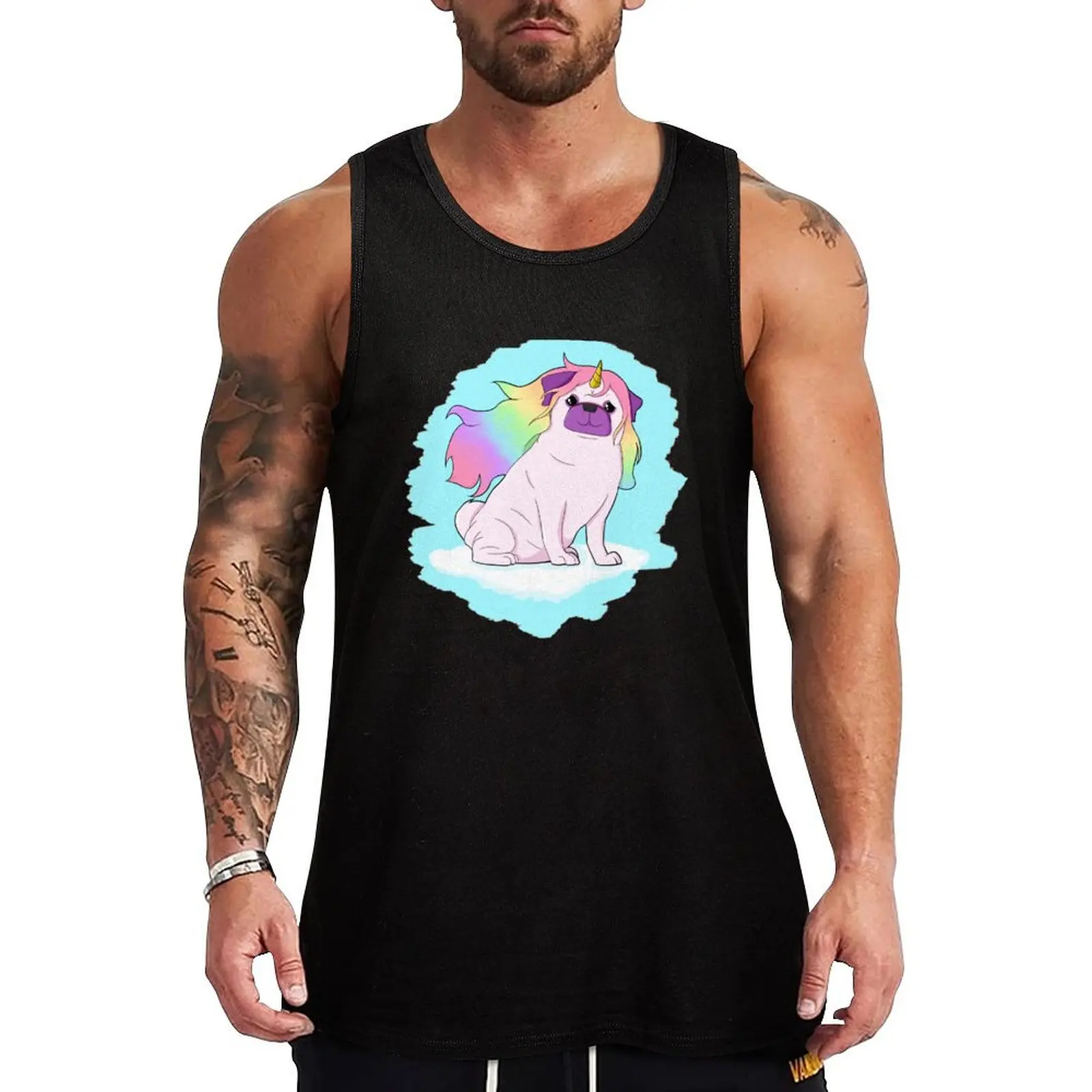 Pugicorn Tank Top quick-drying t-shirt Men's sports t-shirt sports t-shirts for men Men's sleeveless gym shirts