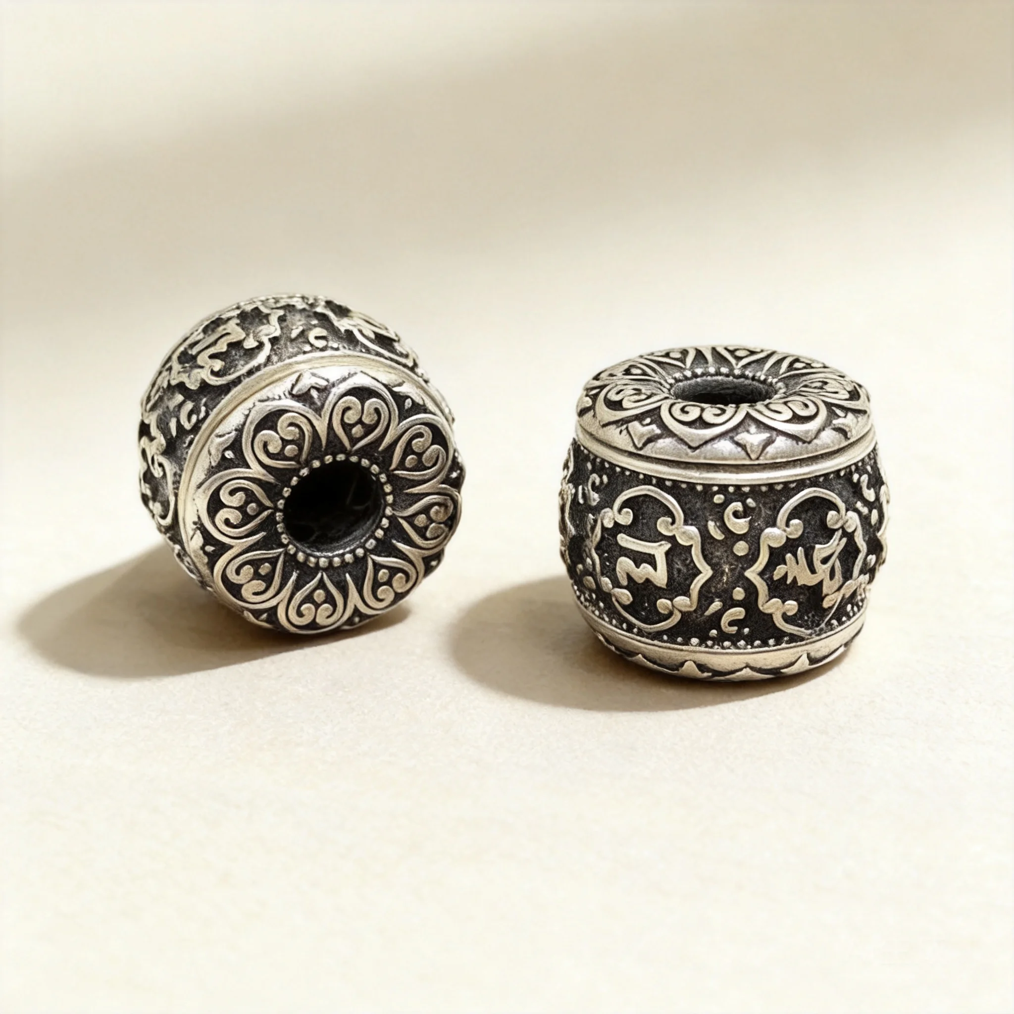 Chinese Style Retro Tibetan Six True Words Rotatable Lucky Blessing Copper Spacer Bead For Diy Bracelet Necklace Jewelry Parts