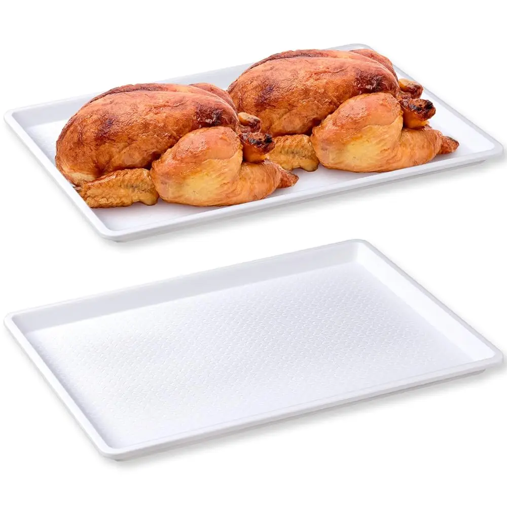 

2 Pcs 18 X 26 H Large White Plastic Tray Rectangular Plastic Serving Trays Decorative Party Platters Large Fast Food Platters