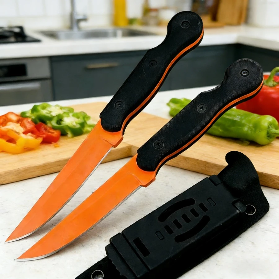 

Нож TO/PS Sharp Straight Knife, оранжевый, лезвие 7Cr13Mov, рукоять из черного G10, тактический, для выживания, самообороны, подарок для мужчин