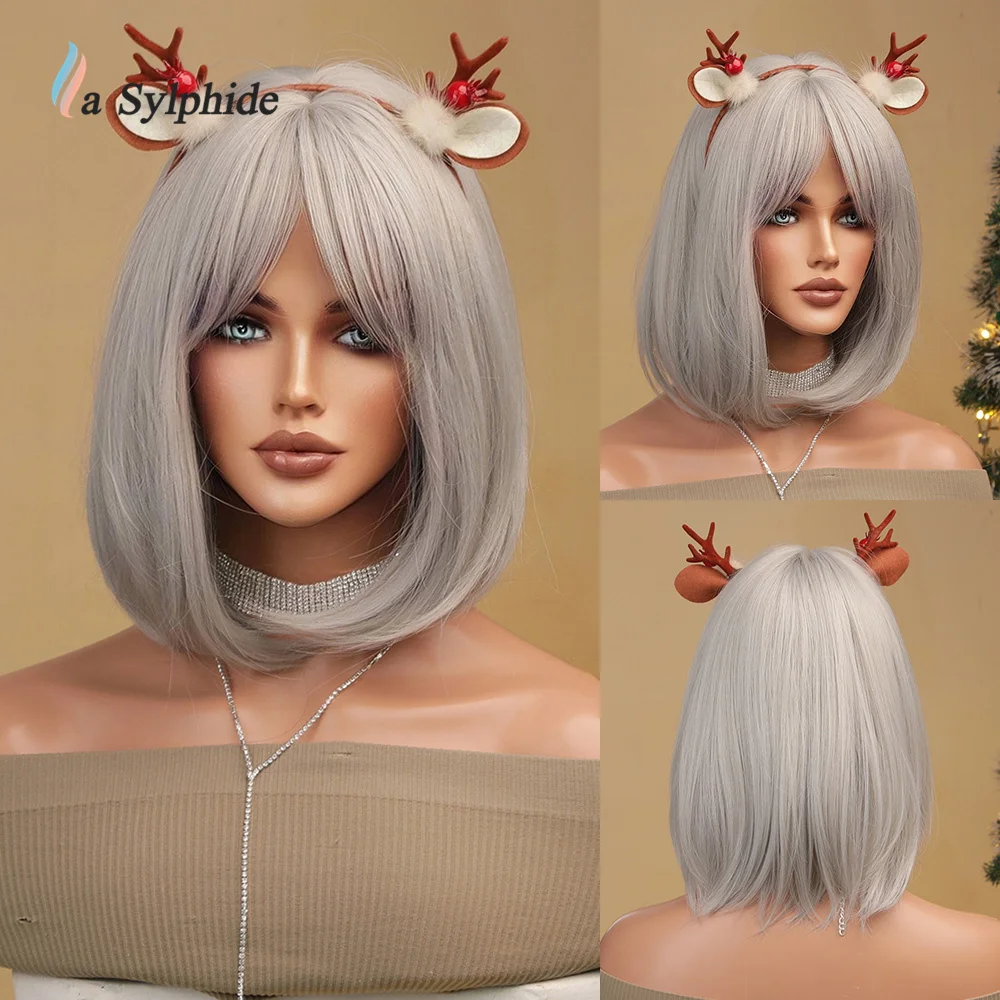 

La Sylphide Grey Bob Wig Good Quality Short Wigs for Women Natural Daily Party Lolita Heat Resistant Hair