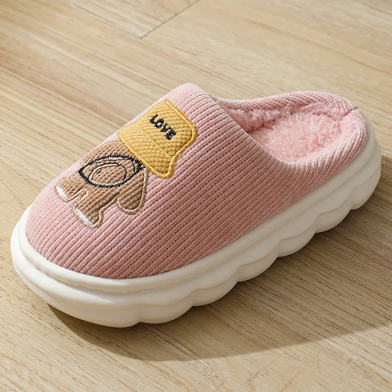 Children Cotton Slippers for Girl Soft Soled Anti Slip Knitted Fabric Plush Slippers Kid Shoe for Girl Winter Shoe House Slipper