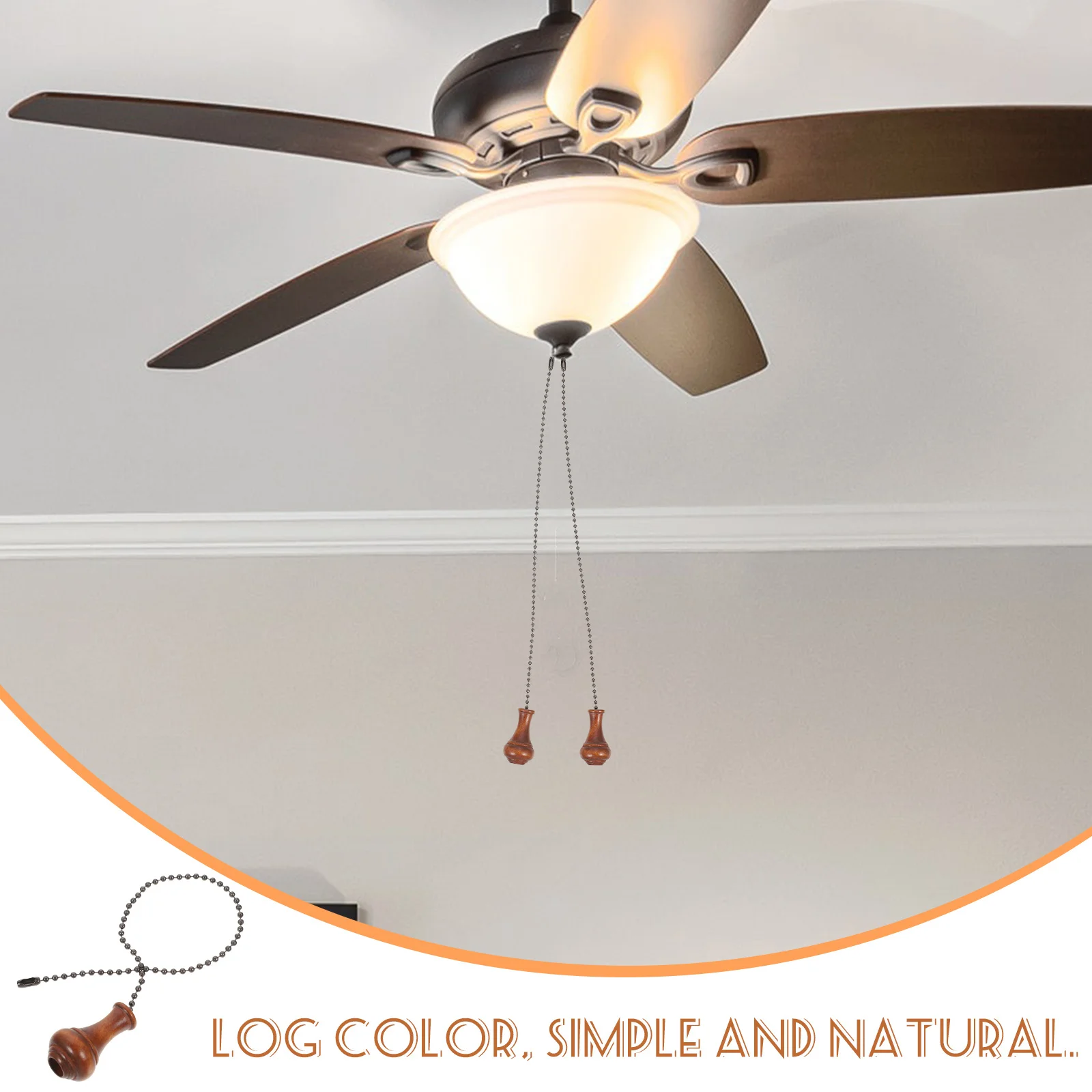 

5Pcs Beaded Extension Chains for Ceiling Fans Light Pulling Chain Wooden Ball Handle Fan Chain Extender Decorative Lamp