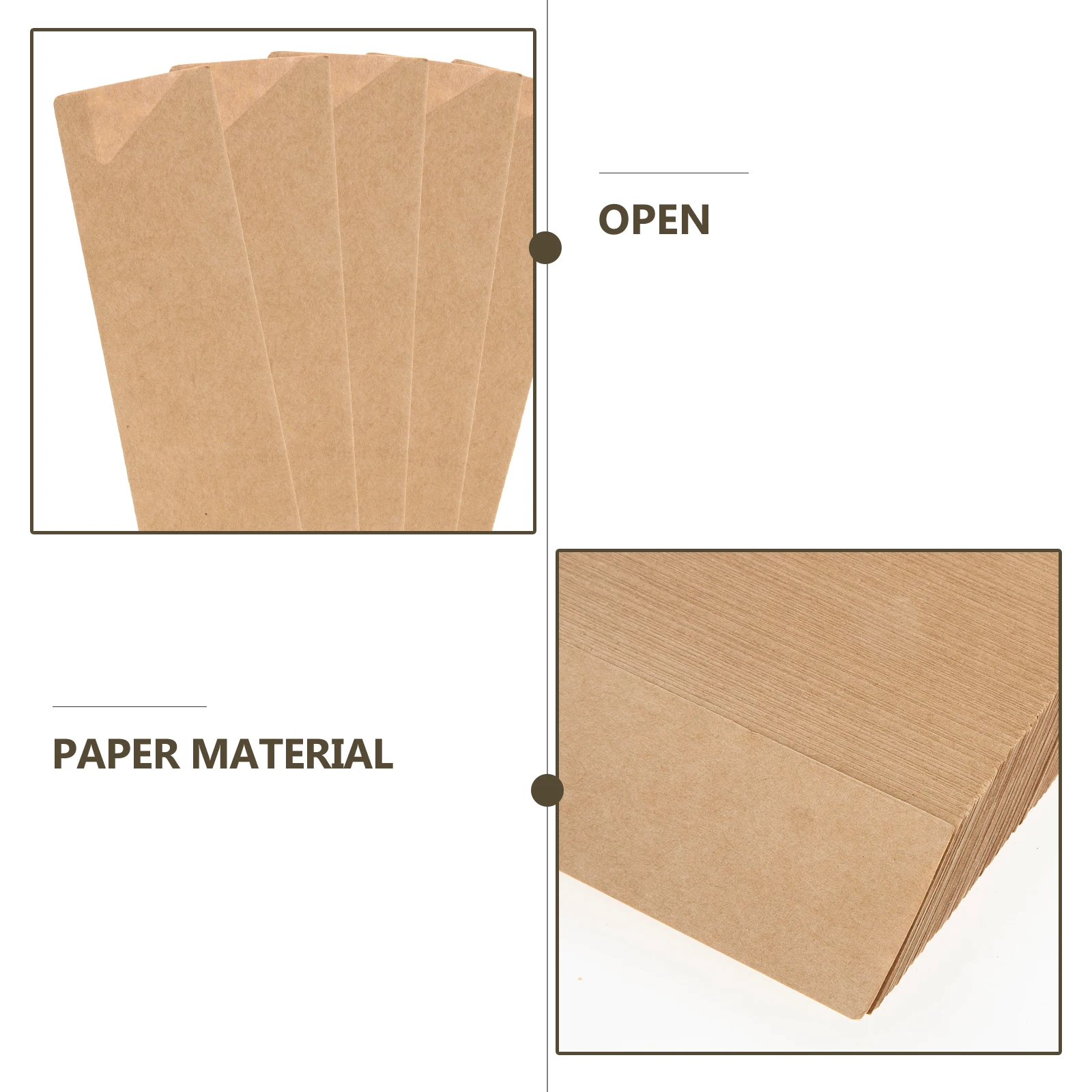 

200pcs Disposable Chopsticks Sleeve Elegant Kraft Paper Bags 31x180mm Moisture Proof Dust Proof Takeout Cutlery Packaging