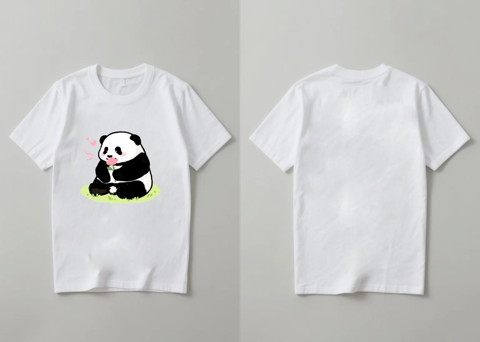 2025, nieuwe stijl van modieus, casual, los en veelzijdig overhemd met korte mouwen en schattige panda-bloemcartoonprint voor dagelijks gebruik