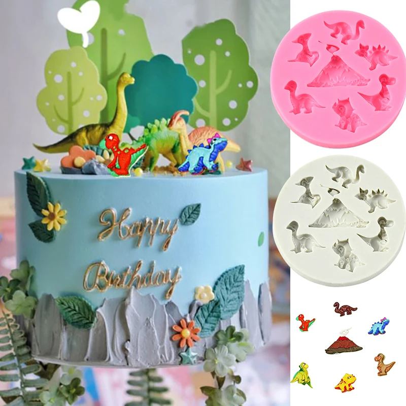 1set Dinosaur Cookie Cutter Mould Volcano Dino Animal Biscuit Fondant Mold For Kids Jungle Birthday Party Baking Cake Decor Tool