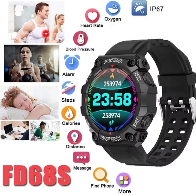 FD68 Smart Watches Real Step Count Men Women Smartwatch True Pedometer Fitness Bracelet Connected Sport Watches for IOS Android