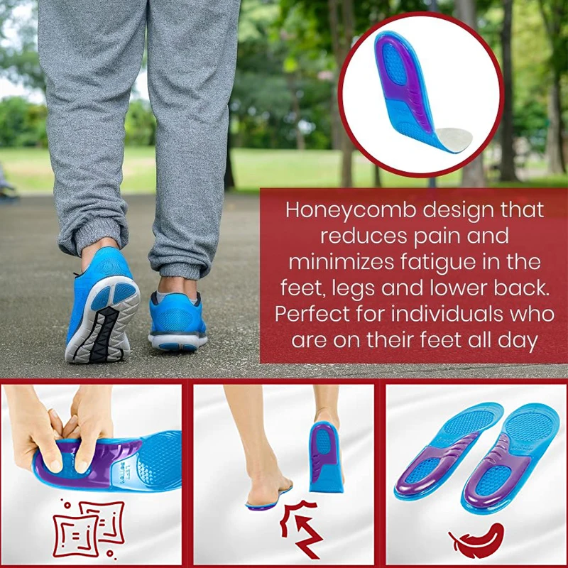 Silicone Insole Sport Massaging Silicone Gel Insole Orthotic Arch Support Foot Pain Inserts Man Women High Elastic Soft Shoe Pad