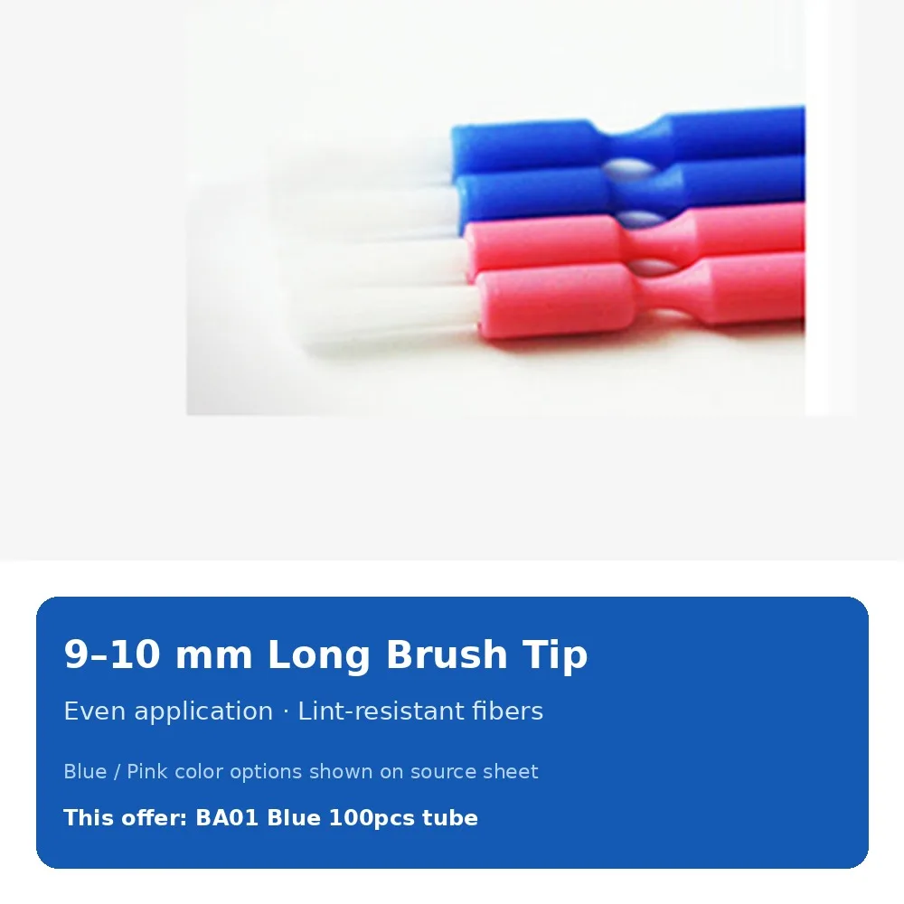 Disposable Dental Micro Applicator Brushes 100pcs Blue Bendable Tip Cotisen BA01 Long Bristle Tube