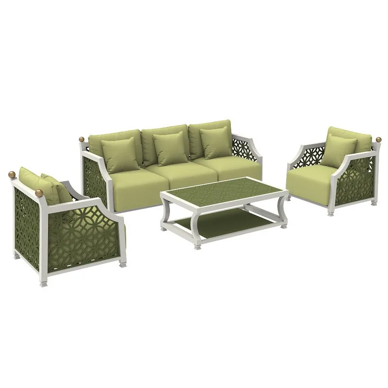 

sofa aluminum alloy villa courtyard garden bed and breakfast high-end hotel leisure simple plastic wood sofa chair combination
