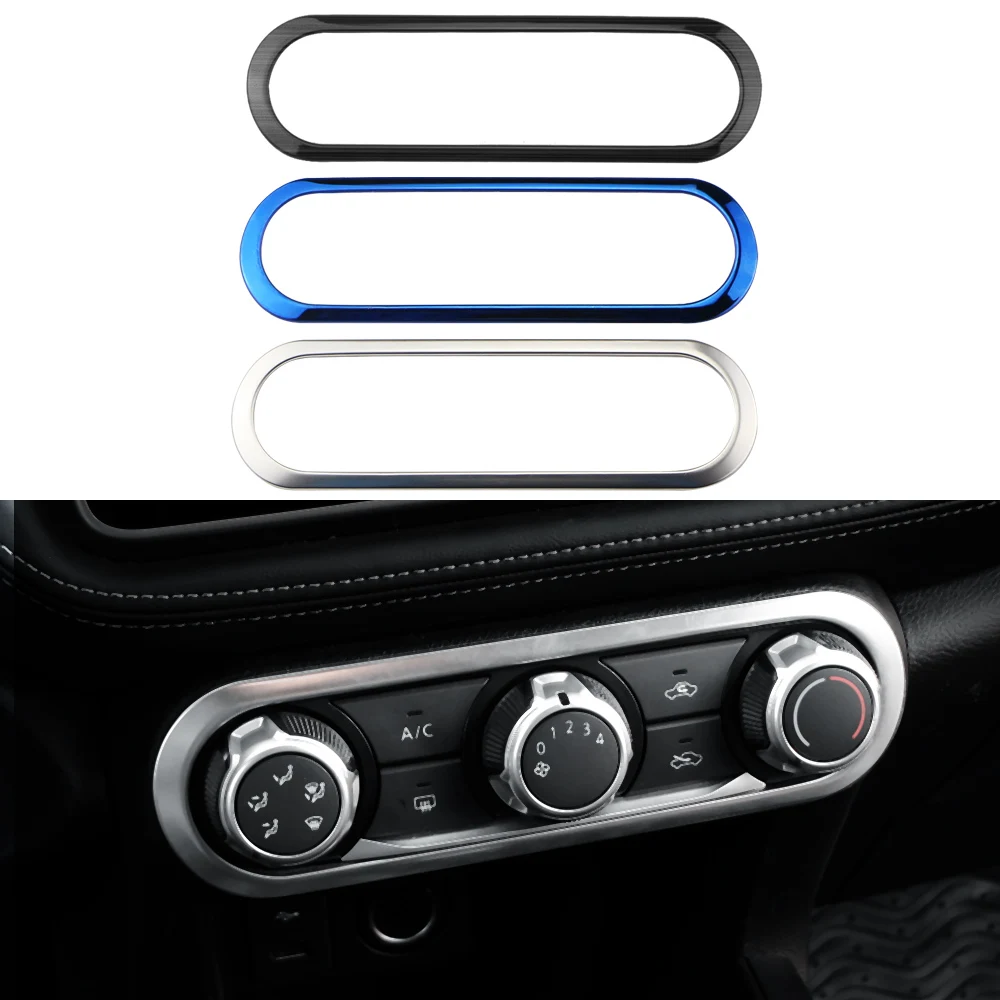 Interruptor de aire acondicionado para coche, marco decorativo de acero inoxidable, cubierta embellecedora, pegatina para Nissan Kicks 2016-2021, accesorios