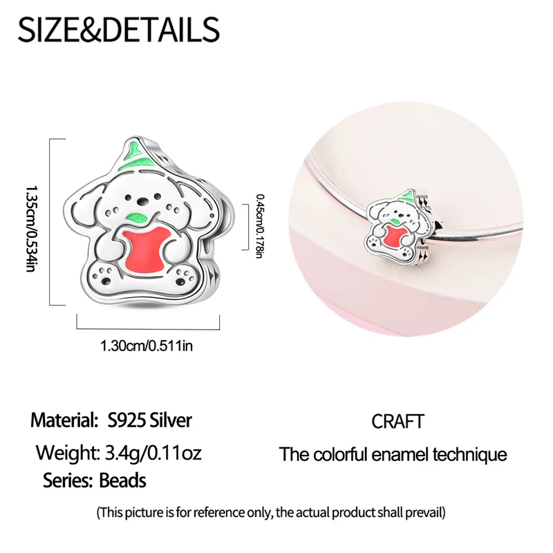 الأصلي 925 فضة شجرة عيد الميلاد سانتا كلوز ثلج قلادة حبة صالح المرأة سوار قلادة DIY عيد الميلاد غرامة هدية #6