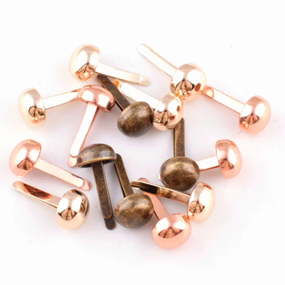 50pcs Purse Feet Rivets Studs Round Brads Rose Gold  Fasteners  for DIY Purse Handbag Leather Crafts Punk Diy Bag Accessories