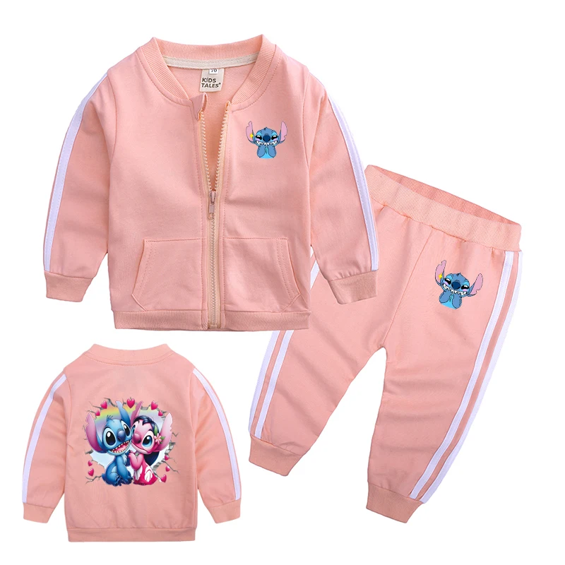 

Disney Stitch Children's Long Sleeve Sweatshirt Set Casual Wear for Boys And Girls Spring/Fall Seasonal Cartoon Gift Item