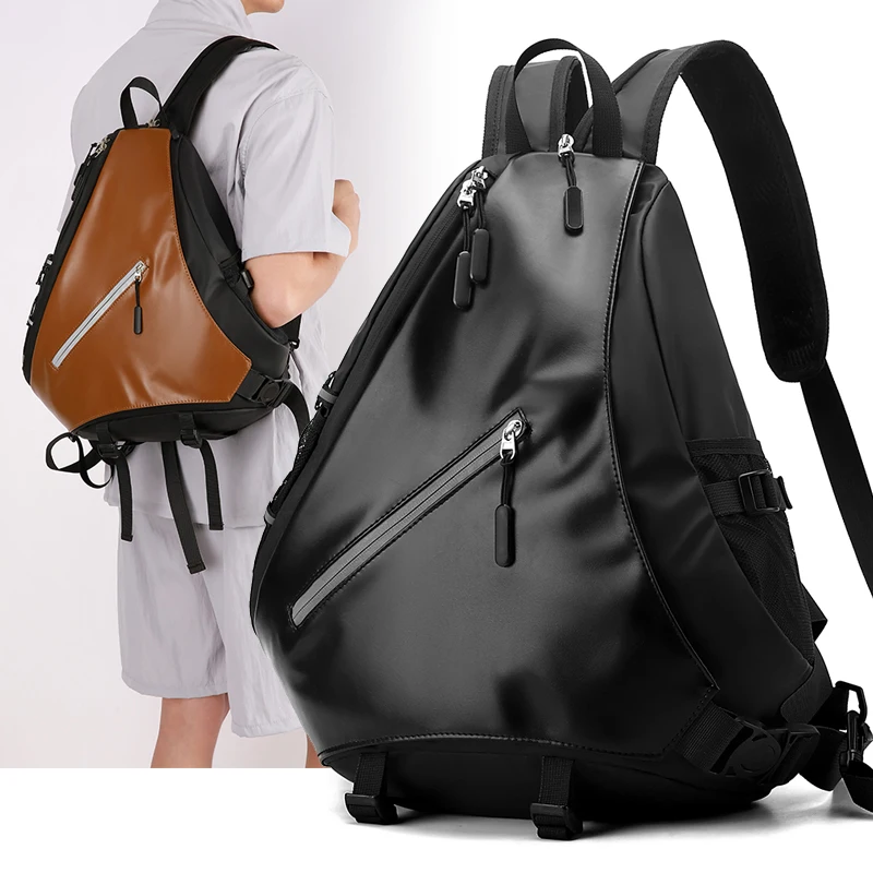 

Male Fashionable Backpack Multi-layer Lightweight Comfortable Back System Triangle Shoulders Bag with Reflective Stripe