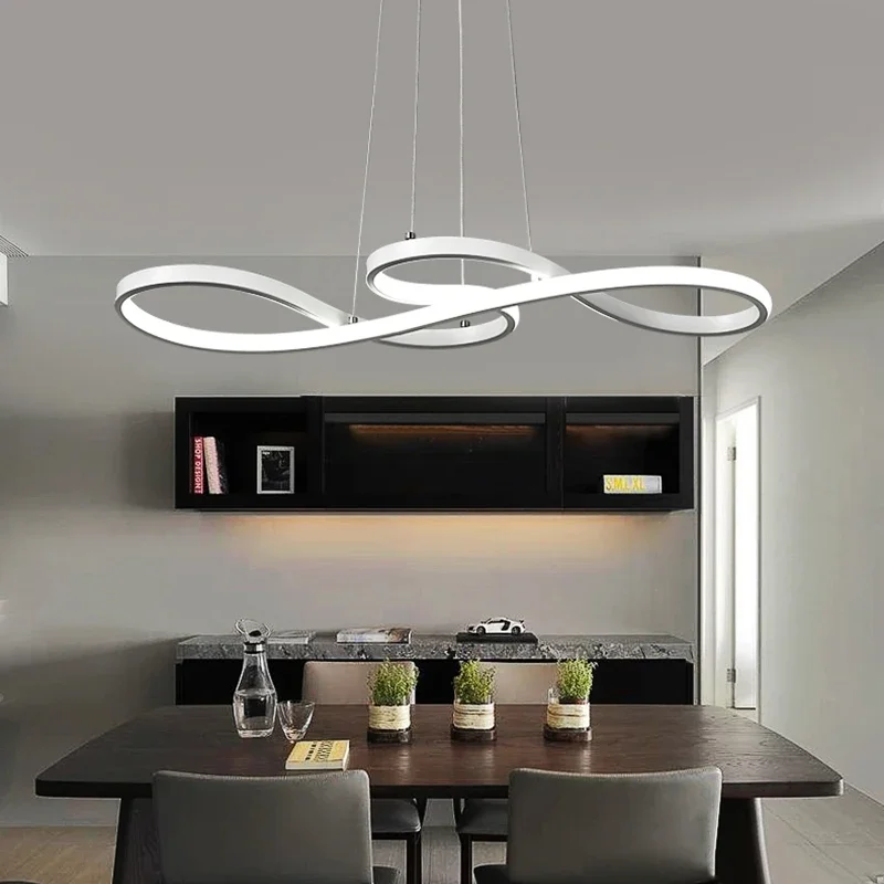 Modern Nordic Kitchen Island Pendant Light Bar Dining Table Restaurant Remote Dimming Kitchen LED Line Decorative Pendant Light