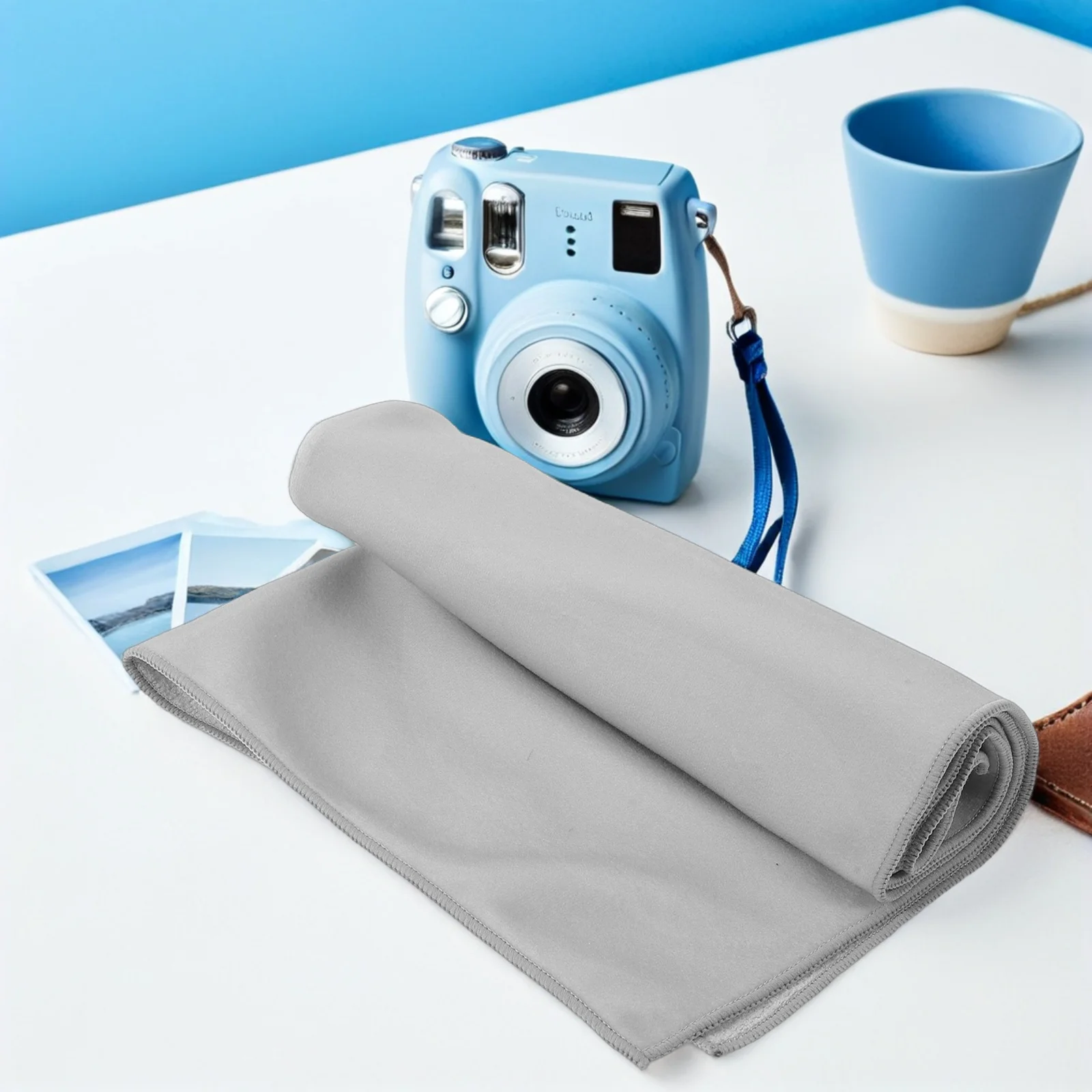 Camera Wrap Cloth 17.49x17.29 Inch Light Grey Foldable Protective for Dslr Lens Anti-Scratch Storage Photography Accessories