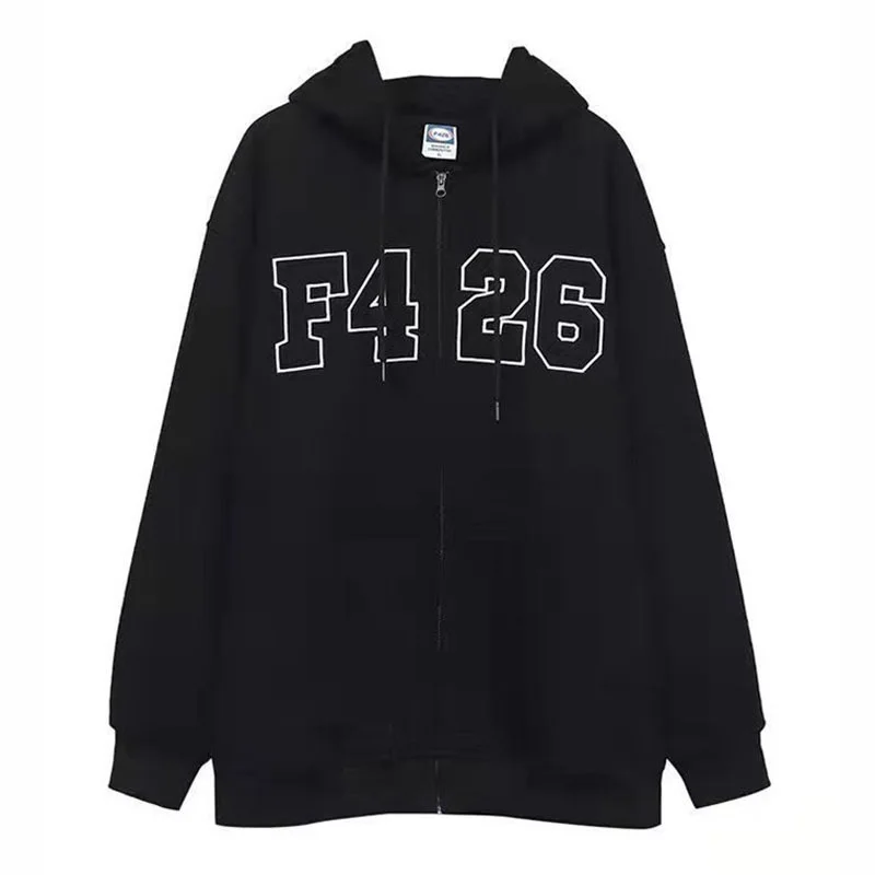 

Korean Fashion Vintage Zip Up Hoodies Women Harajuku Oversized Sweatshirts Grunge Casual Long Sleeve Tops Jackets Y2K Aesthetic