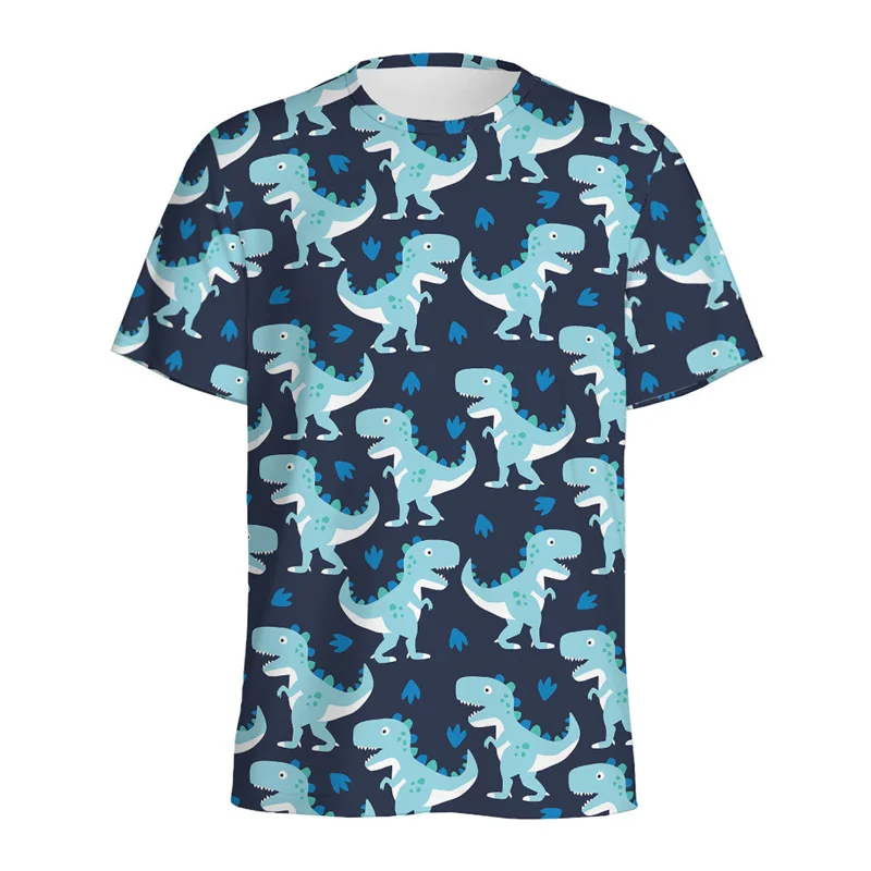 

Color Dinosaur Pattern T Shirt 3D printed cartoon animal for men t-shirt summer relaxed short sleeves children round neck tees
