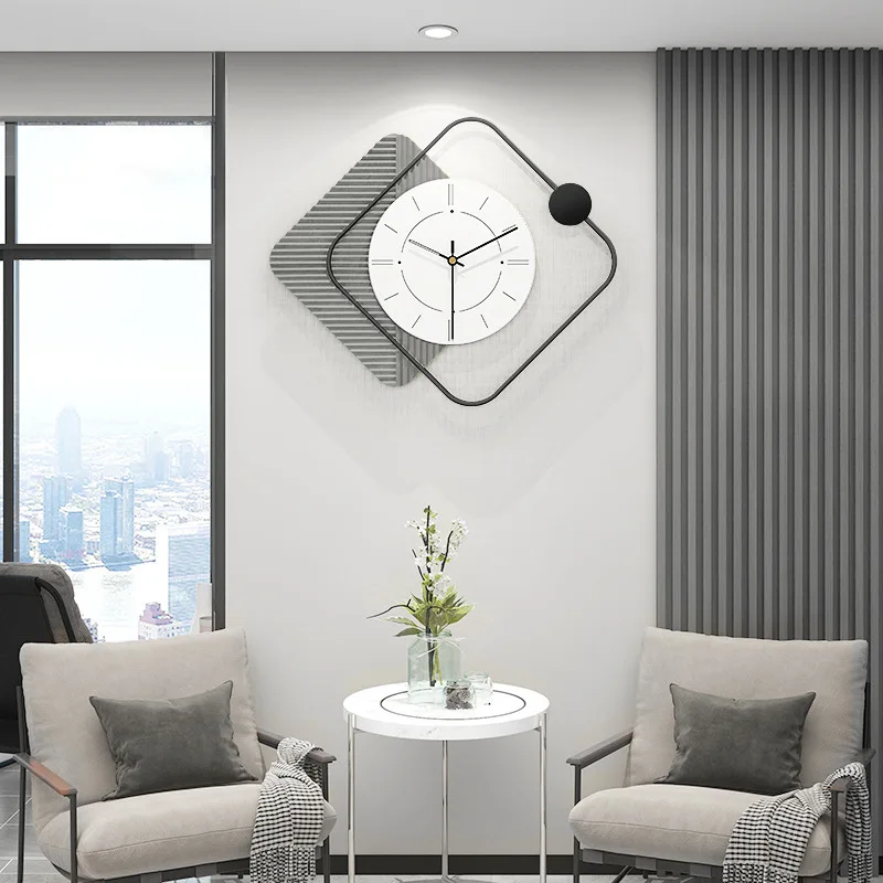 Silent and minimalist living room, fashionable square home clock